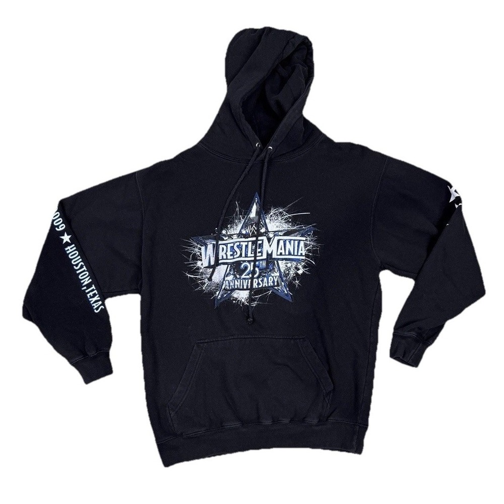 WWE Y2K 2009 Pre Shrunk Wrestlemania 25th Anniversary Black Hoodie Size M